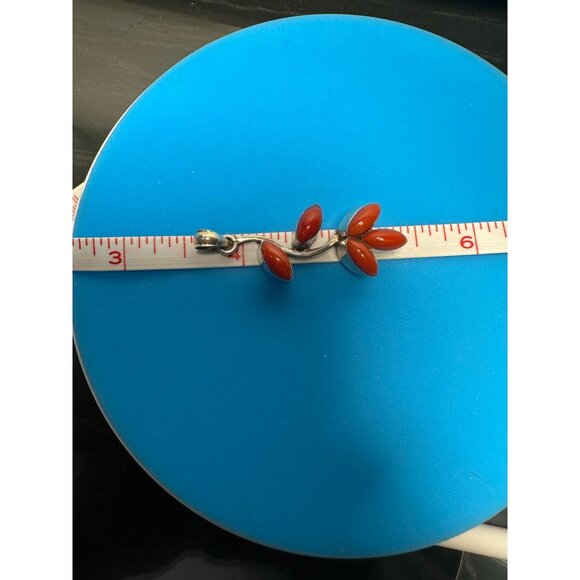 Sterling Silver and Coral Pendant 11 grams - Picture 3 of 4